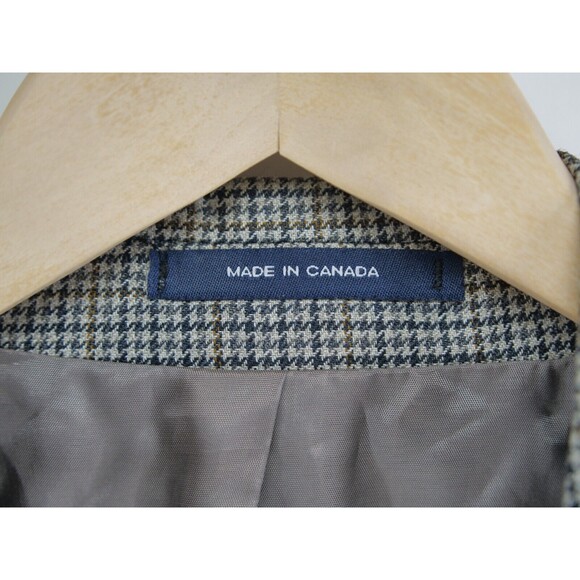 Ralph Lauren Chaps Men's Blazer 43L Wool Silk Brown Houndstooth Sport Coat - Picture 3 of 9